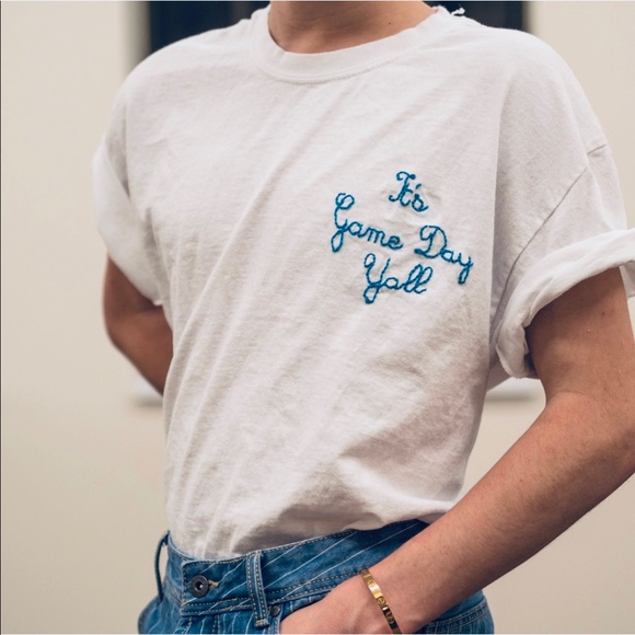Embroidered “ITS GAME DAY YALL” Handmade Tee - Picture 4 of 5